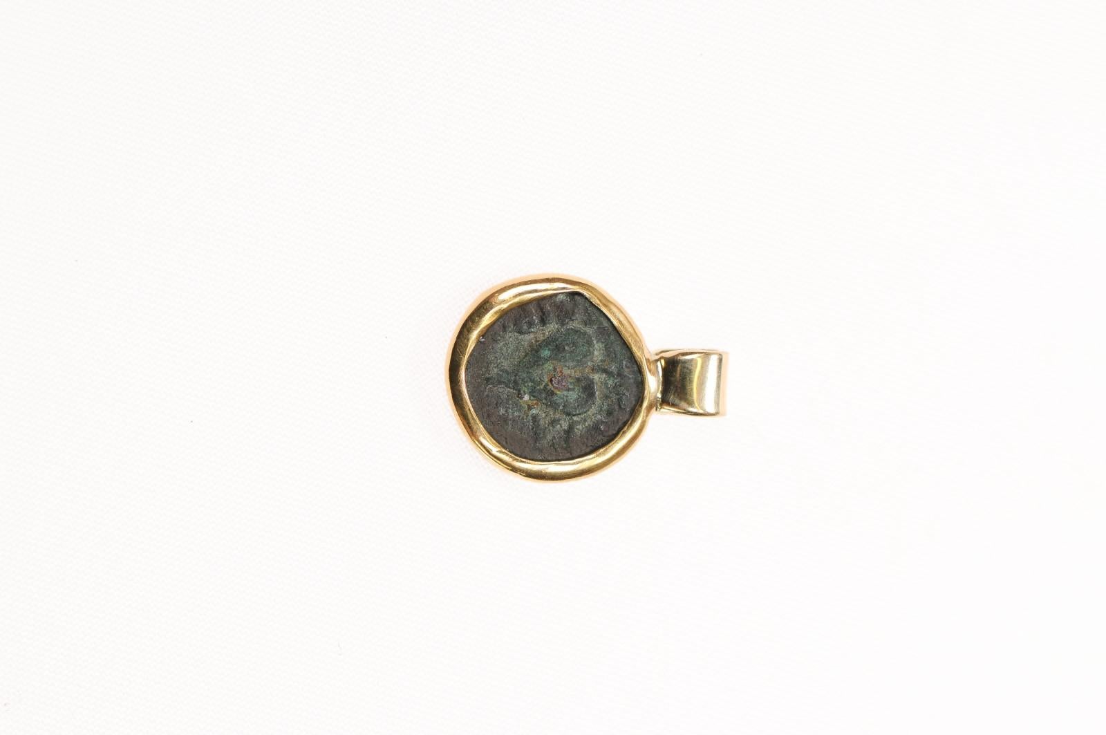 Ivy Leaf Bronze Pendant w 22k gold 2