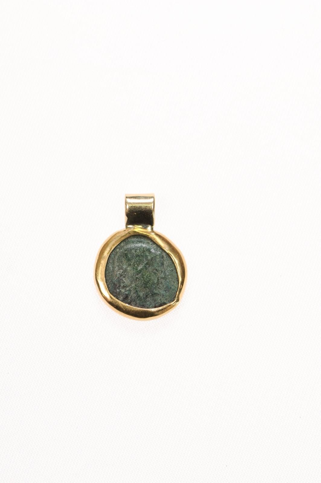 Ivy Leaf Bronze Pendant w 22k gold 4