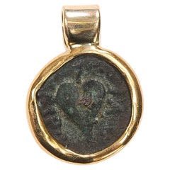 Ivy Leaf Bronze Pendant w 22k gold