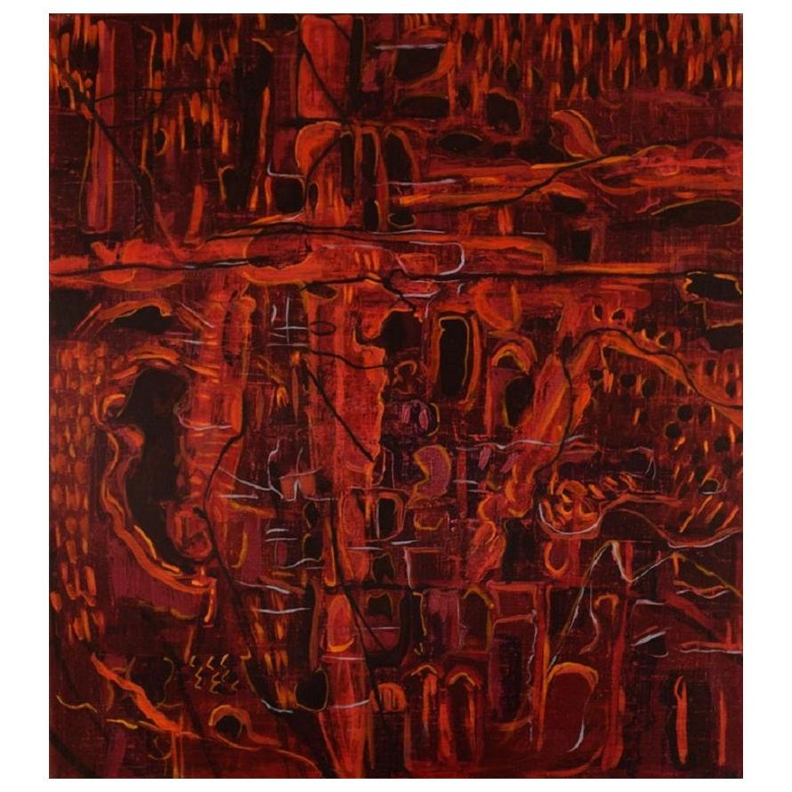 Ivy Lysdal, Acrylic on Canvas, Abstract Modernist Painting, Dated 1997 For Sale