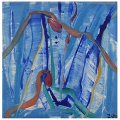 Peinture acrylique sur toile moderniste abstraite d'Ivy Lysdal, datée de 2005