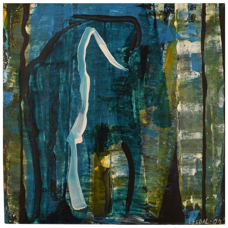 Ivy Lysdal, acrílico sobre lienzo, pintura modernista abstracta, fechada en 2005