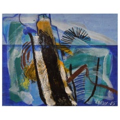 Peinture acrylique sur toile moderniste abstraite d'Ivy Lysdal, datée de 2005