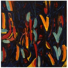 Ivy Lysdal, acrílico sobre lienzo, pintura modernista abstracta, fechada en 2007