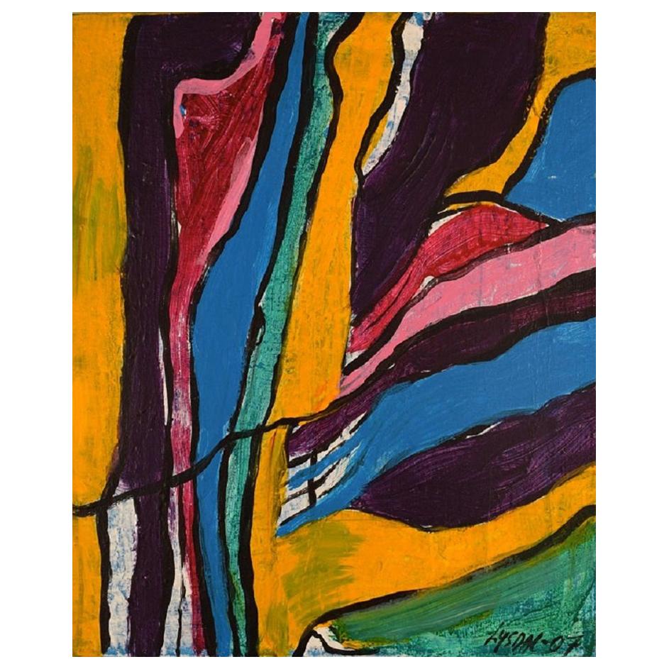 Ivy Lysdal, Acrylic on Canvas, Abstract Modernist Painting, Dated 2007 For Sale