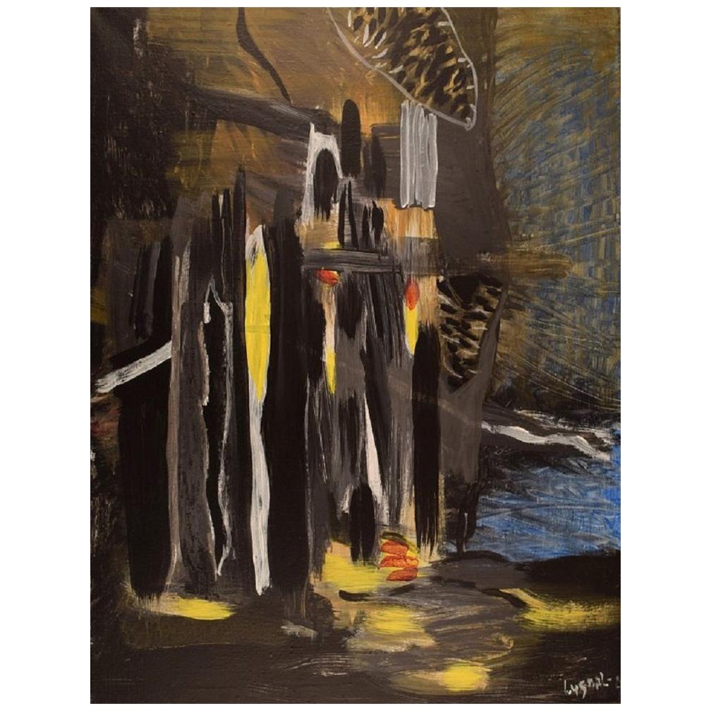 Ivy Lysdal, Acryl auf Leinwand, abstraktes, modernistisches Gemälde, spätes 20. Jahrhundert