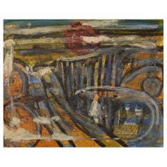 Ivy Lysdal, Acryl auf Leinwand, abstraktes, modernistisches Gemälde, spätes 20. Jahrhundert