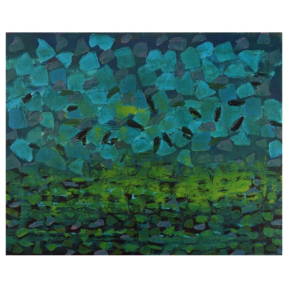 Ivy Lysdal, Acrylic on Canvas, Abstract Modernist Painting, Late 20th Century For Sale