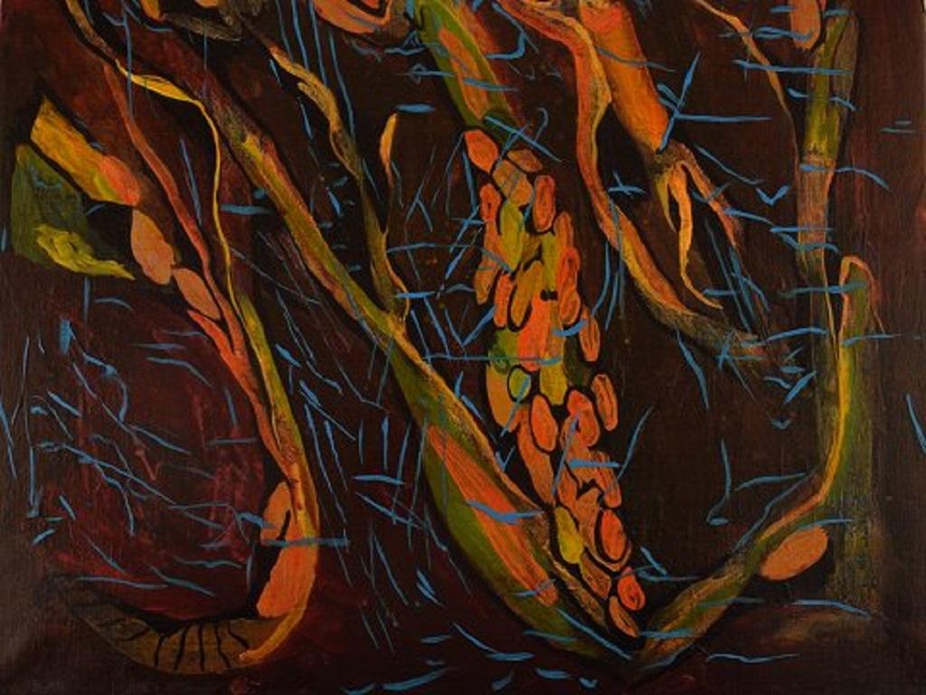 Danish Ivy Lysdal, Acrylic on Canvas, Abstract Modernist Painting, Dated 1997 For Sale
