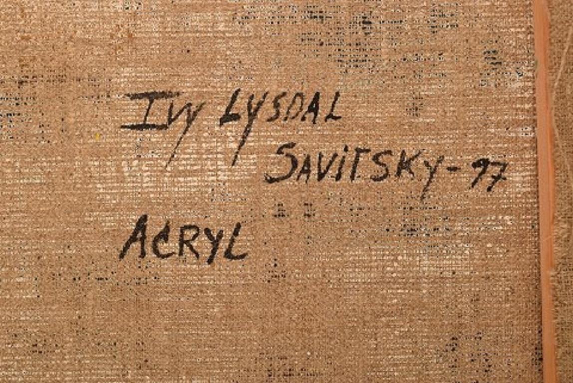 Ivy Lysdal, Acryl auf Leinwand, abstraktes, modernistisches Gemälde, datiert 1997 (Dänisch) im Angebot