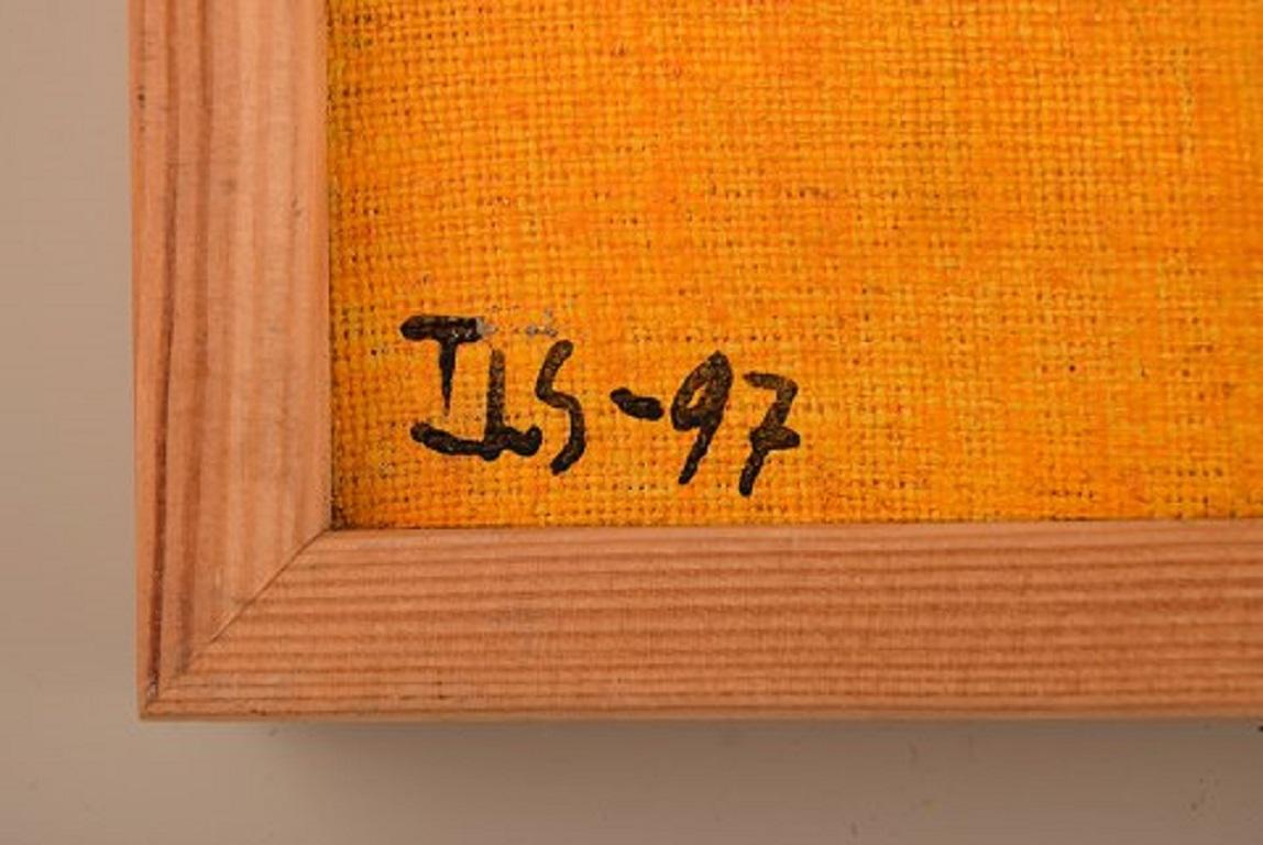Ivy Lysdal, Acryl auf Leinwand, abstraktes, modernistisches Gemälde, datiert 1997 (Dänisch) im Angebot