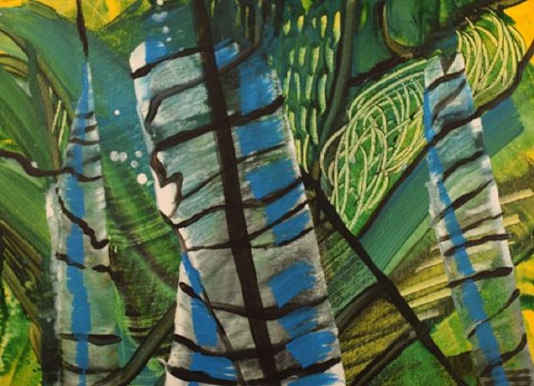 Ivy Lysdal, geboren 1937. Dänischer Keramiker und Maler.
Acryl auf Leinwand.
Abstrakte modernistische Malerei. Bunte Palette.
Datiert 2005.
Unterschrieben.
Maße der Leinwand: 30 x 30 cm.
Provenienz: Aus dem Atelier des Künstlers.

Ausbildung