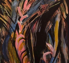 Ivy Lysdal, acrílico sobre lienzo, pintura modernista abstracta, fechada en 2005