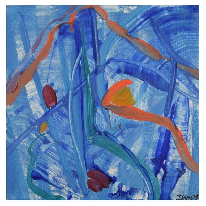 Ivy Lysdal, nata nel 1937, Acrilico su tela, Pittura astratta modernista, datata 2005.