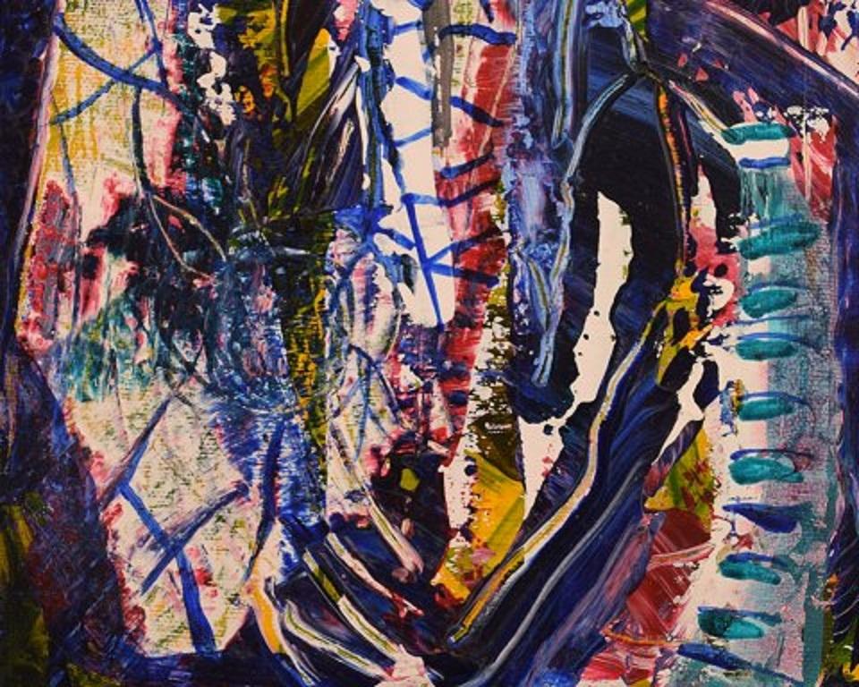Ivy Lysdal, Acryl auf Leinwand, abstraktes, modernistisches Gemälde, datiert 2006 (Moderne) im Angebot