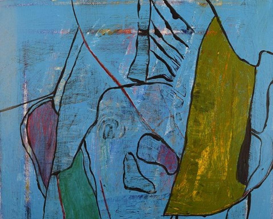 Ivy Lysdal, b 1937. Danish ceramist and painter. 
Acrylic on canvas. 
Abstract modernist painting. Colourful palette.
Dated 2007
Signed.
Canvas measures: 30 x 30 cm.
Provenance: The artist's own studio.

Educated at The Arts and Craft School