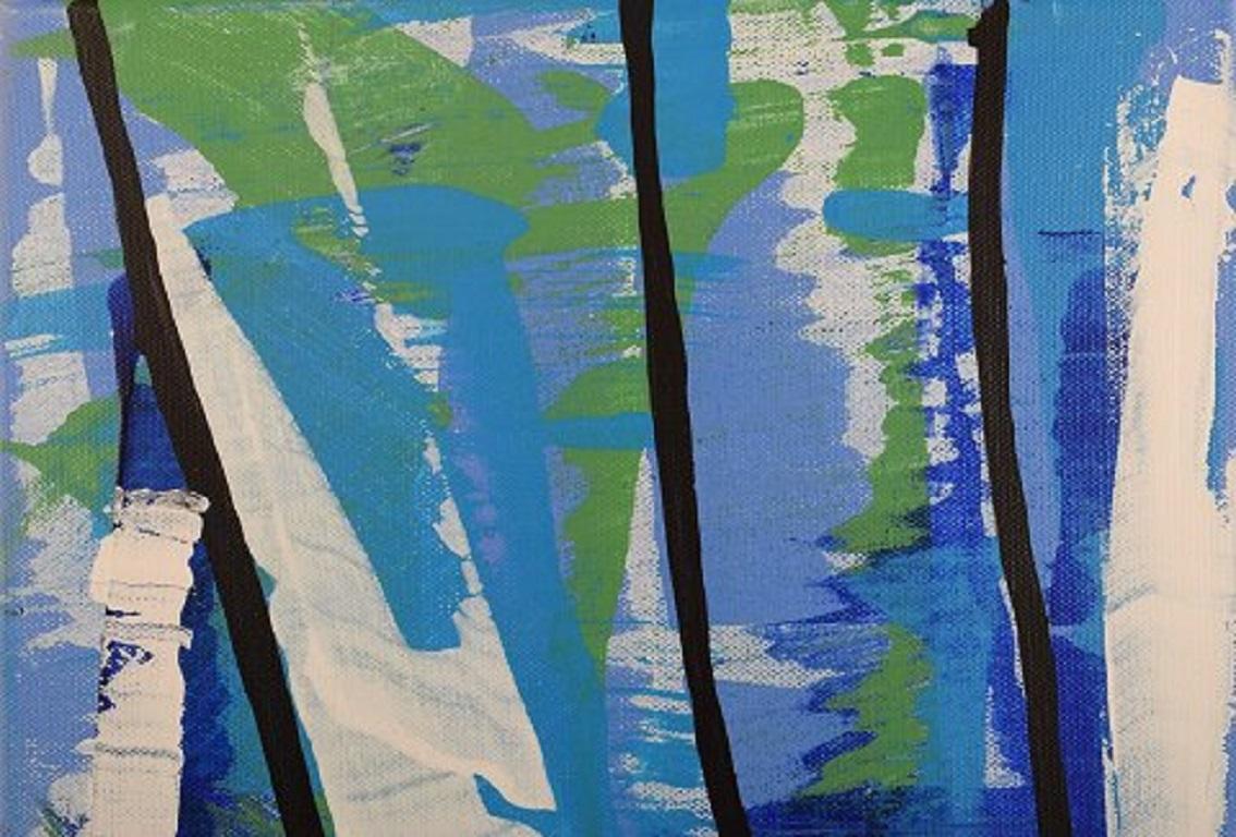 Ivy Lysdal, geboren 1937. Dänischer Keramiker und Maler.
Acryl auf Leinwand.
Abstrakte modernistische Malerei. Bunte Palette.
Datiert 2007
Unterschrieben.
Maße der Leinwand: 30 x 30 cm.
Provenienz: Aus dem Atelier des Künstlers.

Ausbildung