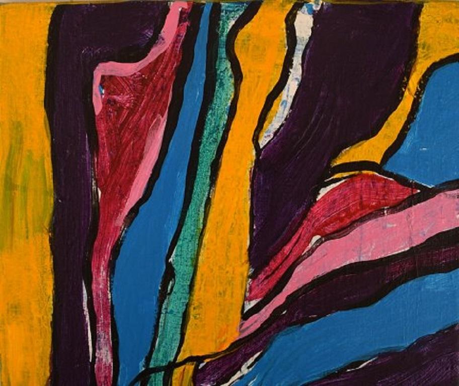 Ivy Lysdal, b 1937. Danish ceramist and painter.
Acrylic on canvas.
Abstract modernist painting. Colourful palette.
Dated 2007
Signed.
Canvas measures: 46 x 38.5 cm.
Provenance: The artist's own studio.

Educated at The Arts & Craft School