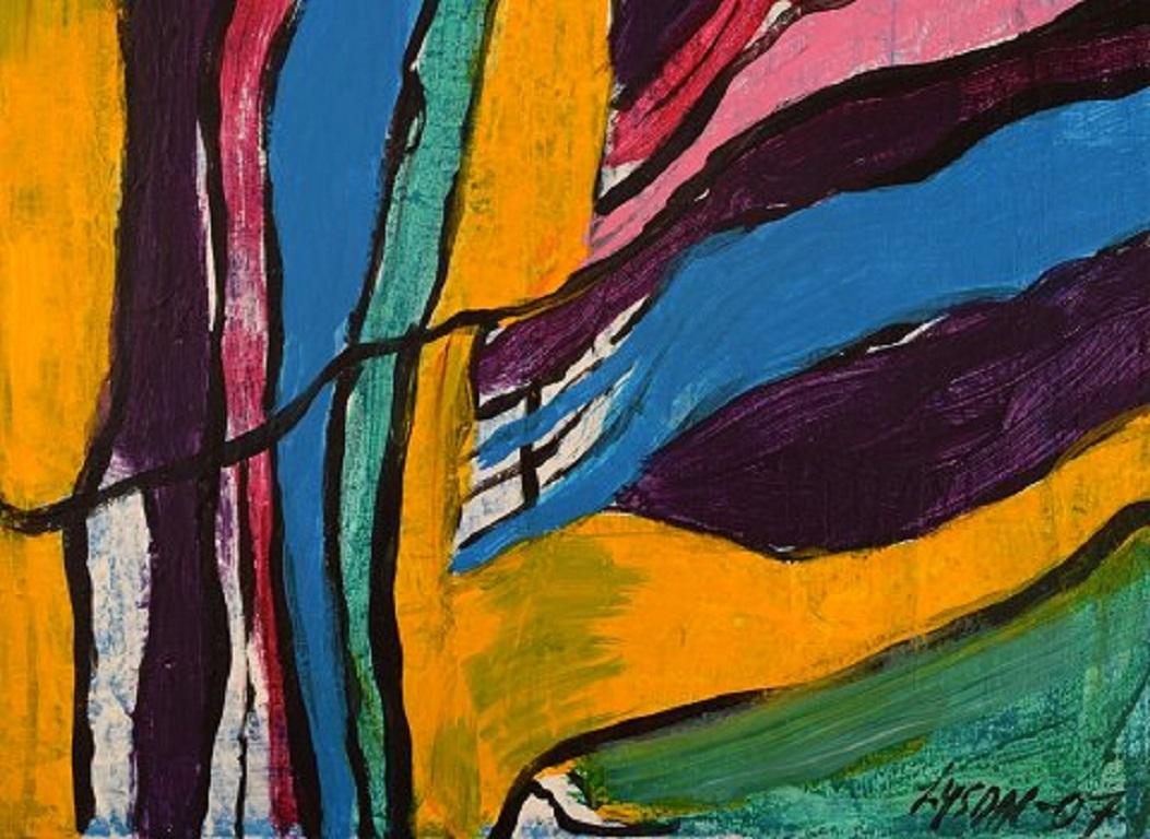 Danish Ivy Lysdal, Acrylic on Canvas, Abstract Modernist Painting, Dated 2007 For Sale