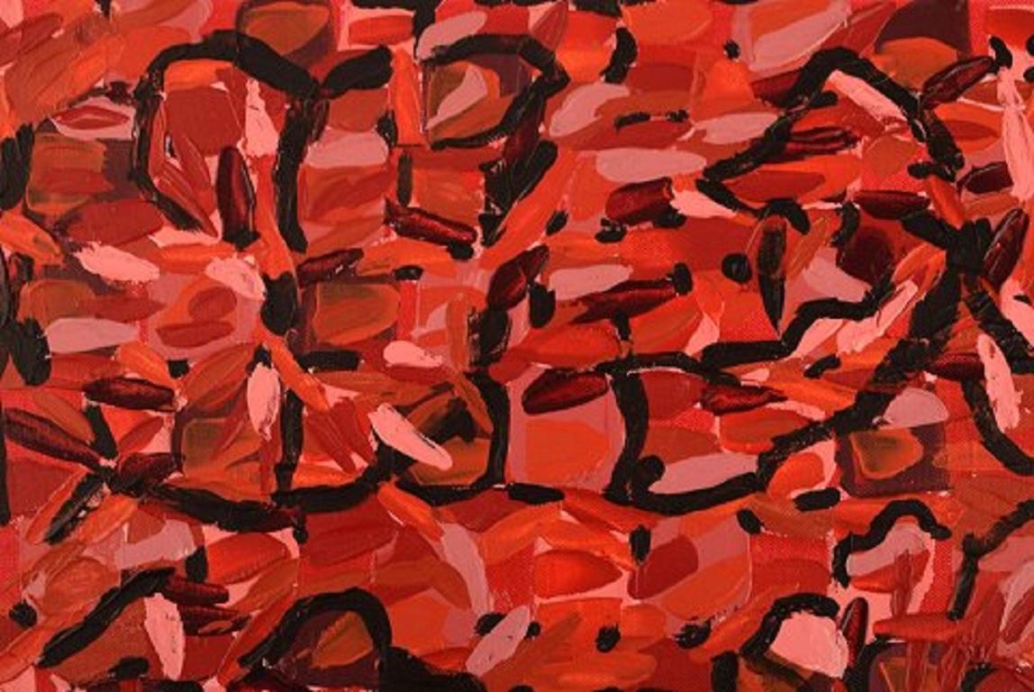Ivy Lysdal, geboren 1937. Dänischer Keramiker und Maler.
Acryl auf Leinwand.
Abstrakte modernistische Malerei. Bunte Palette.
Datiert 2013.
Unterschrieben.
Maße der Leinwand: 50 x 40 cm.
Provenienz: Aus dem Atelier des Künstlers.

Ausbildung