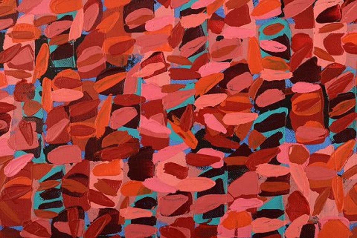 Ivy Lysdal, n. 1937. Ceramista y pintor danés.
Acrílico sobre lienzo.
Pintura modernista abstracta. Paleta de colores.
Con fecha de 2013.
Firmado.
Medidas del lienzo: 50 x 40 cm.
Procedencia: El propio estudio del artista.

Estudió en la
