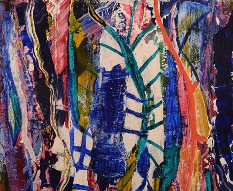 Peinture Abstraite Moderniste Originale Par Ivy Lysdal (née En 1937) - Acrylique Sur Toile, Signée