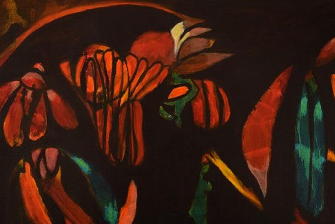 Ivy Lysdal, n. 1937. Ceramista y pintor danés.
Acrílico sobre lienzo.
Pintura modernista abstracta. Paleta de colores.
Finales del siglo XX
Medidas del lienzo: 97 x 73 cm.
Procedencia: El propio estudio del artista.

Estudió en la Escuela de