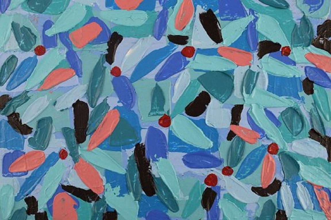 Danish Ivy Lysdal, Acrylic on Canvas, Abstract Modernist Painting, Late 20th Century For Sale