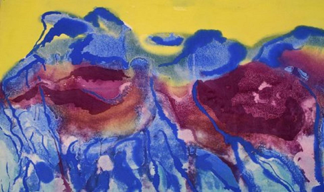Ivy Lysdal, nata nel 1937. Ceramista e pittore danese. 
Guazzo su cartone. 
Pittura astratta modernista. Tavolozza colorata.
 Fine del XX secolo.
Misure: 100 x 70 cm.
Provenienza: Studio dell'artista.

Ha studiato alla Arts & Craft School di