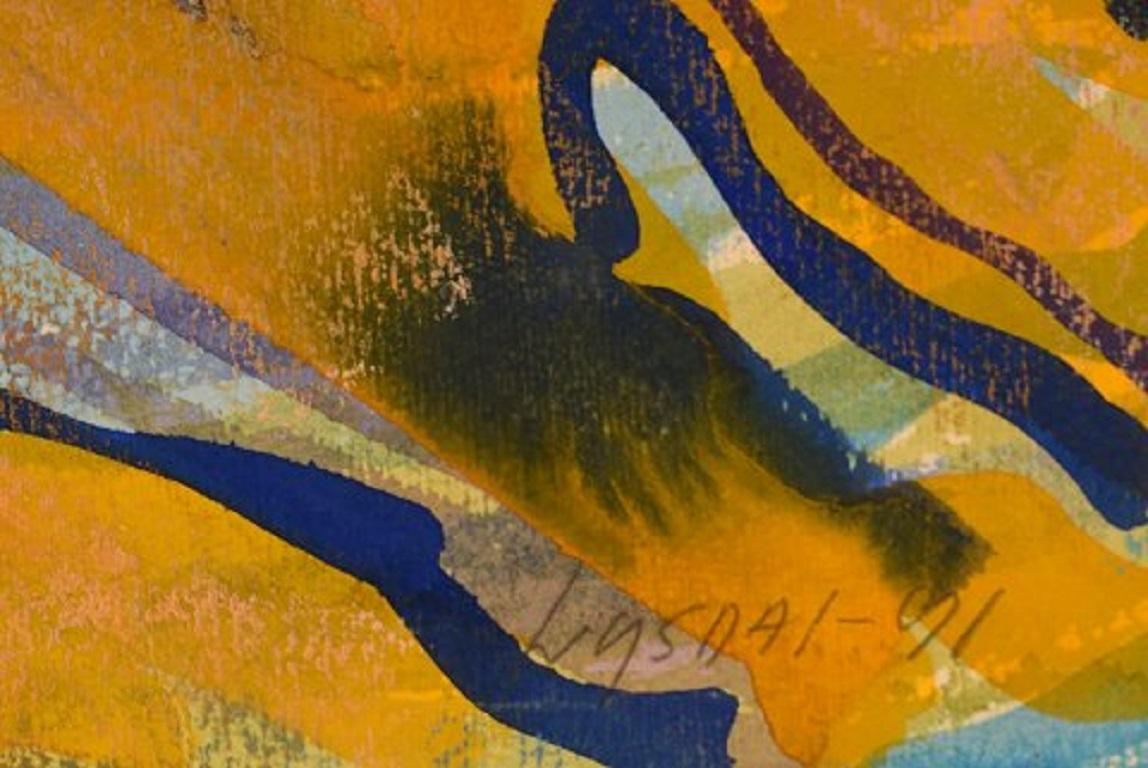 Danish Ivy Lysdal, B 1937, Gouache on Cardboard, Abstract Modernist Painting For Sale