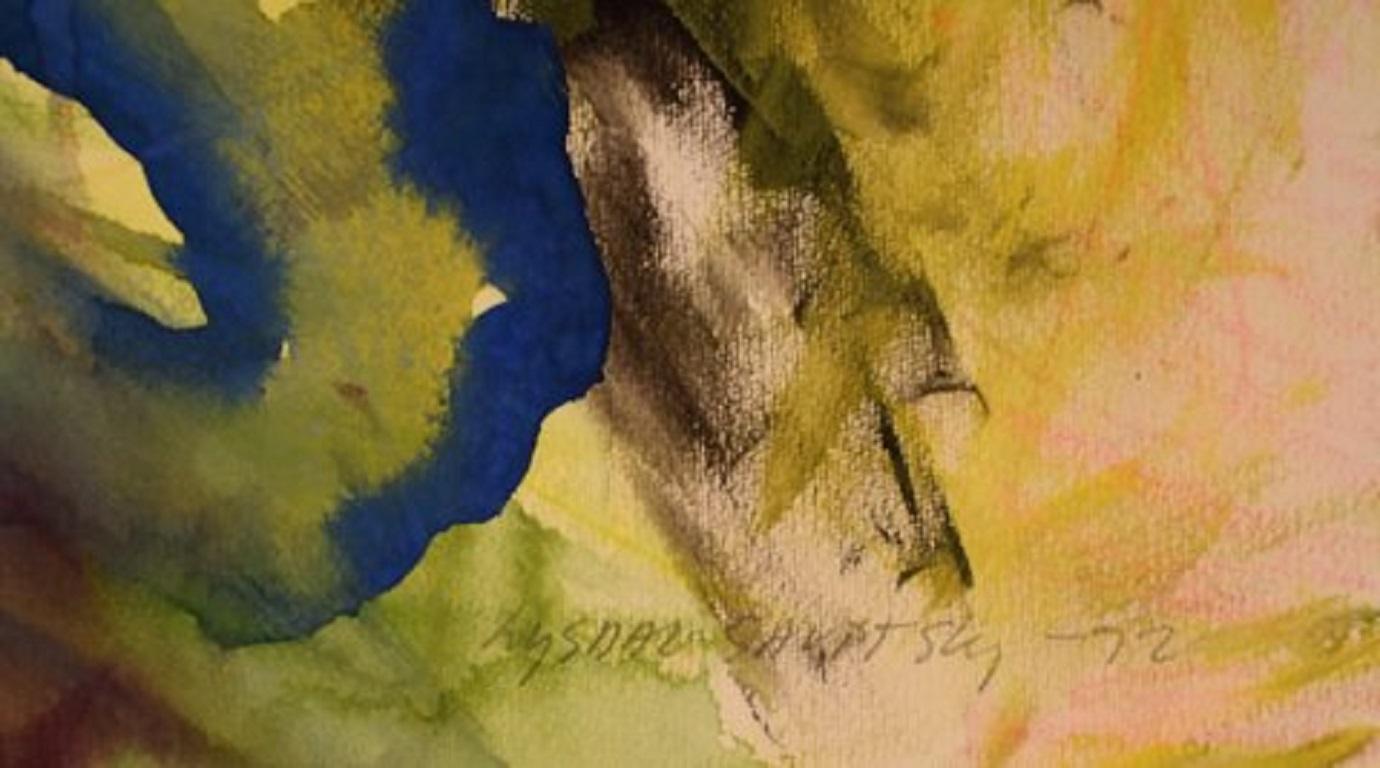 Moderno Ivy Lysdal, nato nel 1937, Guazzo su cartone, Pittura astratta modernista in vendita