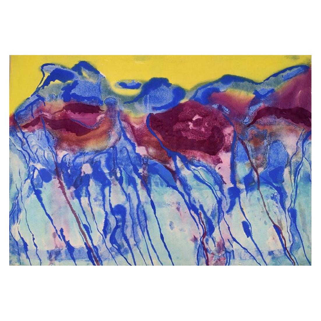 Ivy Lysdal, nato nel 1937, Guazzo su cartone, Pittura astratta modernista in vendita