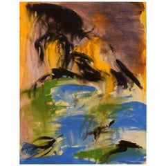 Peinture moderniste abstraite à la gouache sur papier, datée de 1992, d'Ivy Lysdal, né en 1937