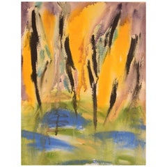 Ivy Lysdal, Gouache su carta, Pittura astratta modernista, datata 1992