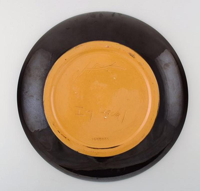Ivy Lysdal for Kähler, Large Unique Dish in Stoneware with Abstract Motif, 1960 In Good Condition In Copenhagen, DK