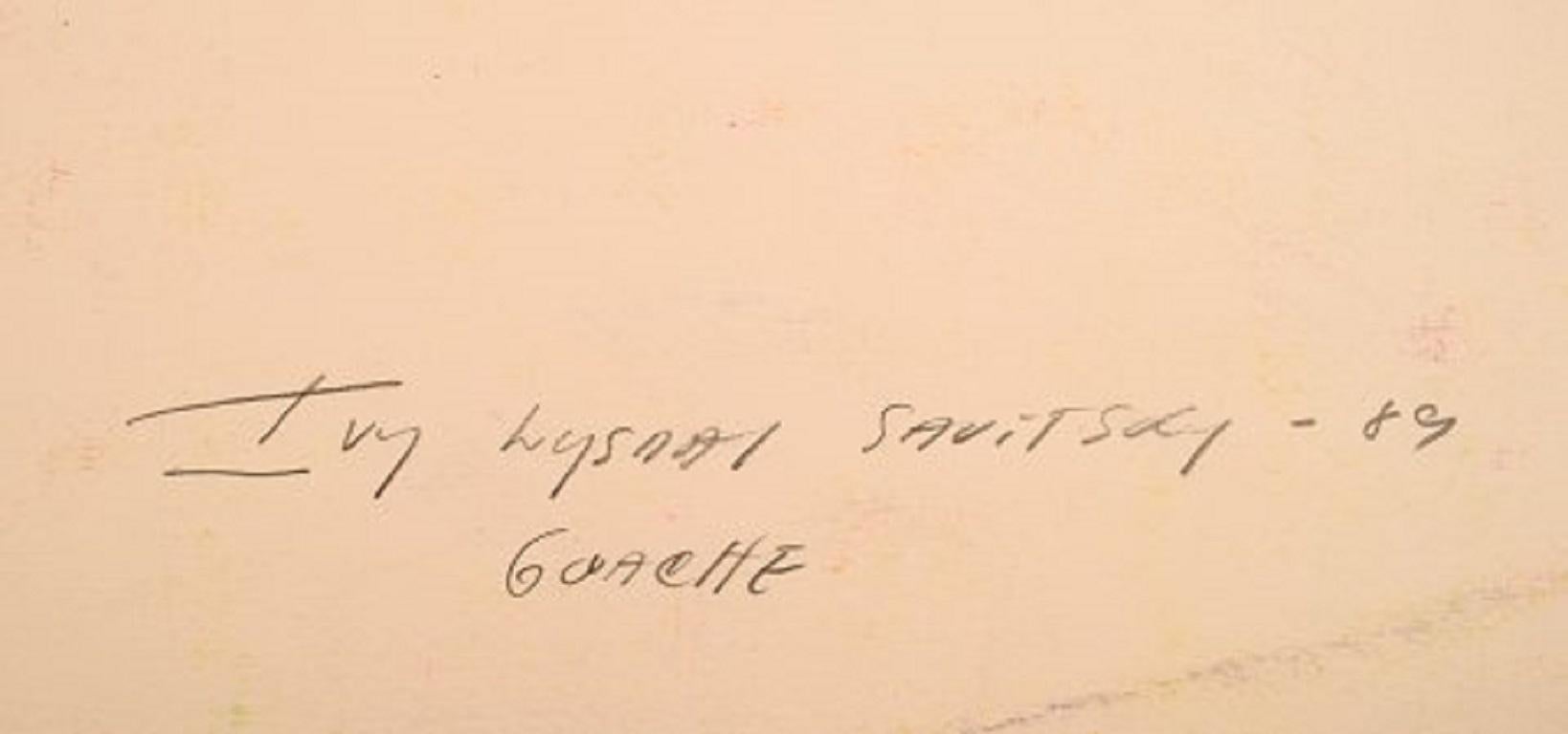 Ivy Lysdal, Gouache und Ölkreide auf Karton, abstraktes modernistisches Gemälde (Dänisch) im Angebot