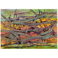Ivy Lysdal, gouache et crayon à l'huile sur carton, peinture moderniste abstraite
