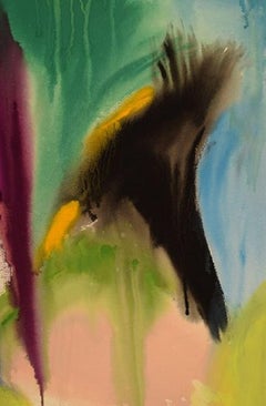 Ivy Lysdal, Gouache auf Karton, abstrakte modernistische Malerei, datiert 1992