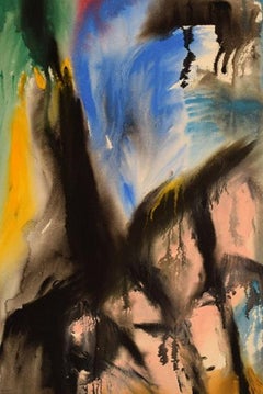 Ivy Lysdal, Gouache on Cardboard, Abstract Modernist Painting, Dated 1992
