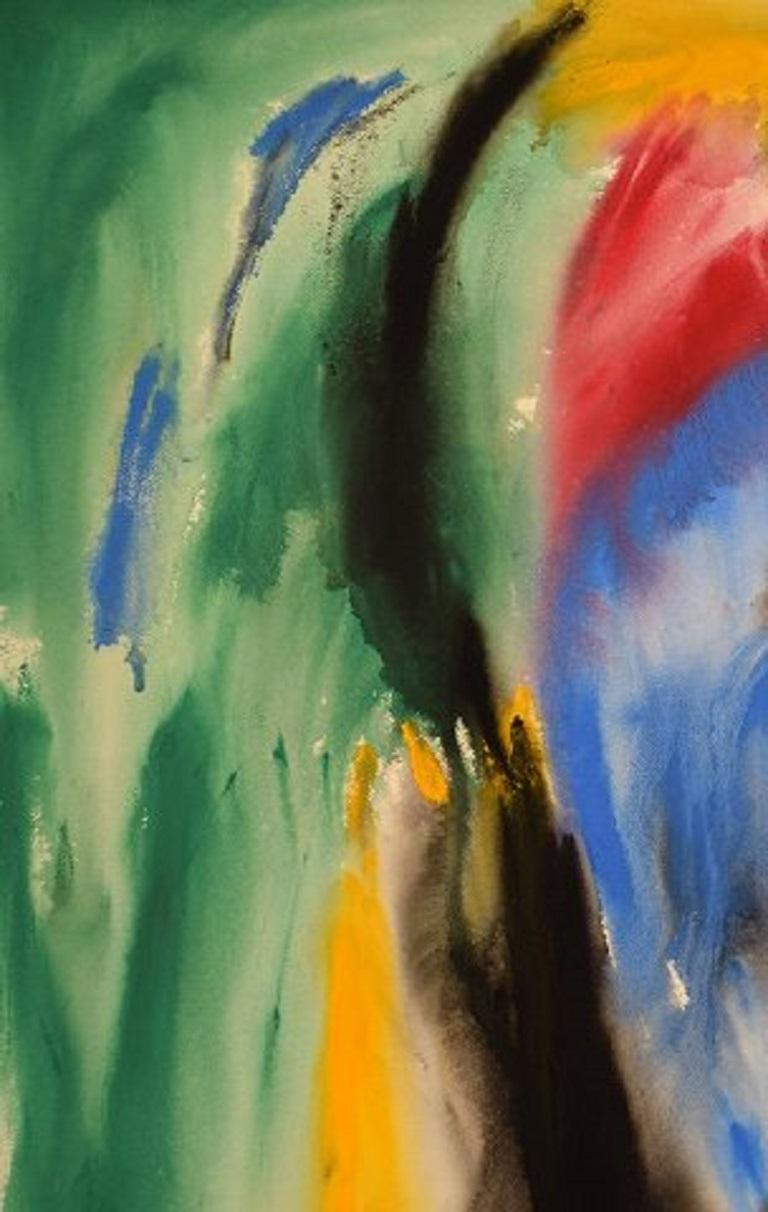 Ivy Lysdal, Gouache auf Karton, Abstraktes Gemälde der Moderne, datiert 1992 (Dänisch) im Angebot