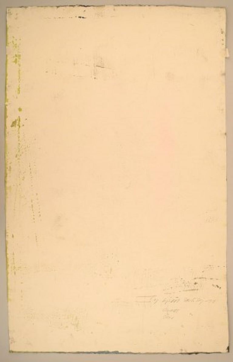 Ivy Lysdal, Gouache auf Karton, abstraktes modernistisches Gemälde, datiert 1992 (Dänisch) im Angebot