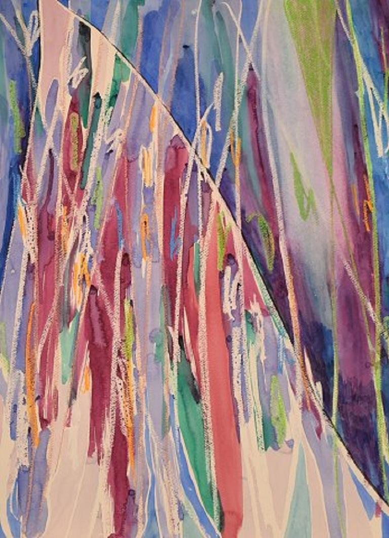 Ivy Lysdal, nata nel 1937. Ceramista e pittore danese. 
Guazzo su cartone. 
Pittura astratta modernista. Tavolozza colorata. 
Fine del XX secolo.
Misure: 105 x 75 cm.
Provenienza: Studio dell'artista stesso

Ha studiato alla Arts & Craft