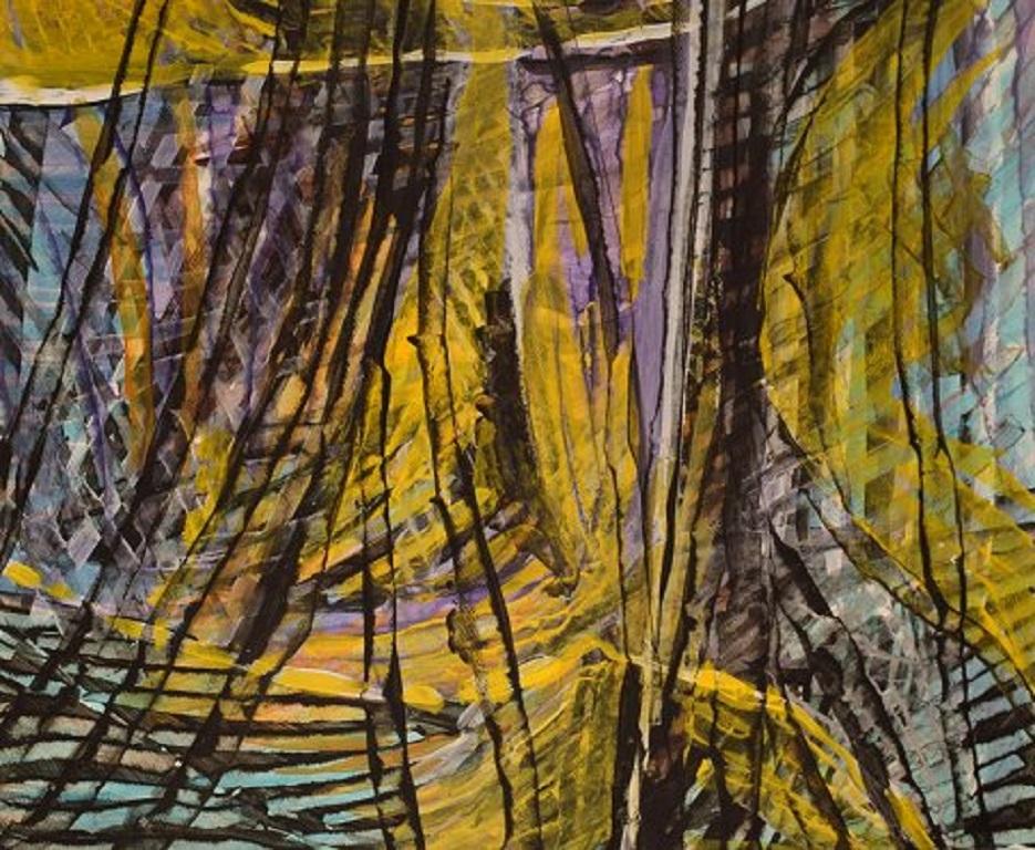 Moderno Ivy Lysdal, Guazzo su cartone, Pittura astratta modernista, fine XX secolo in vendita