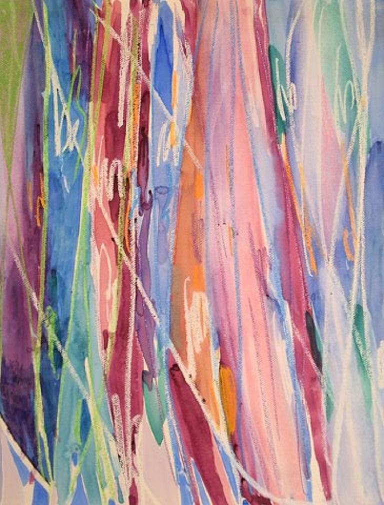 Moderno Ivy Lysdal, Guazzo su cartone, Pittura astratta modernista, fine XX secolo in vendita