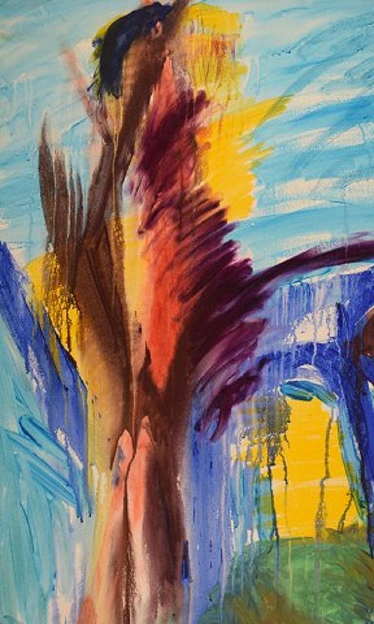 Ivy Lysdal, Gouache auf Karton, Abstraktes modernistisches Gemälde, spätes 20. Jahrhundert (Moderne) im Angebot