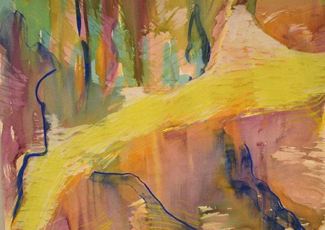 Ivy Lysdal, Gouache auf Karton, abstraktes modernistisches Gemälde, spätes 20. Jahrhundert (Moderne) im Angebot