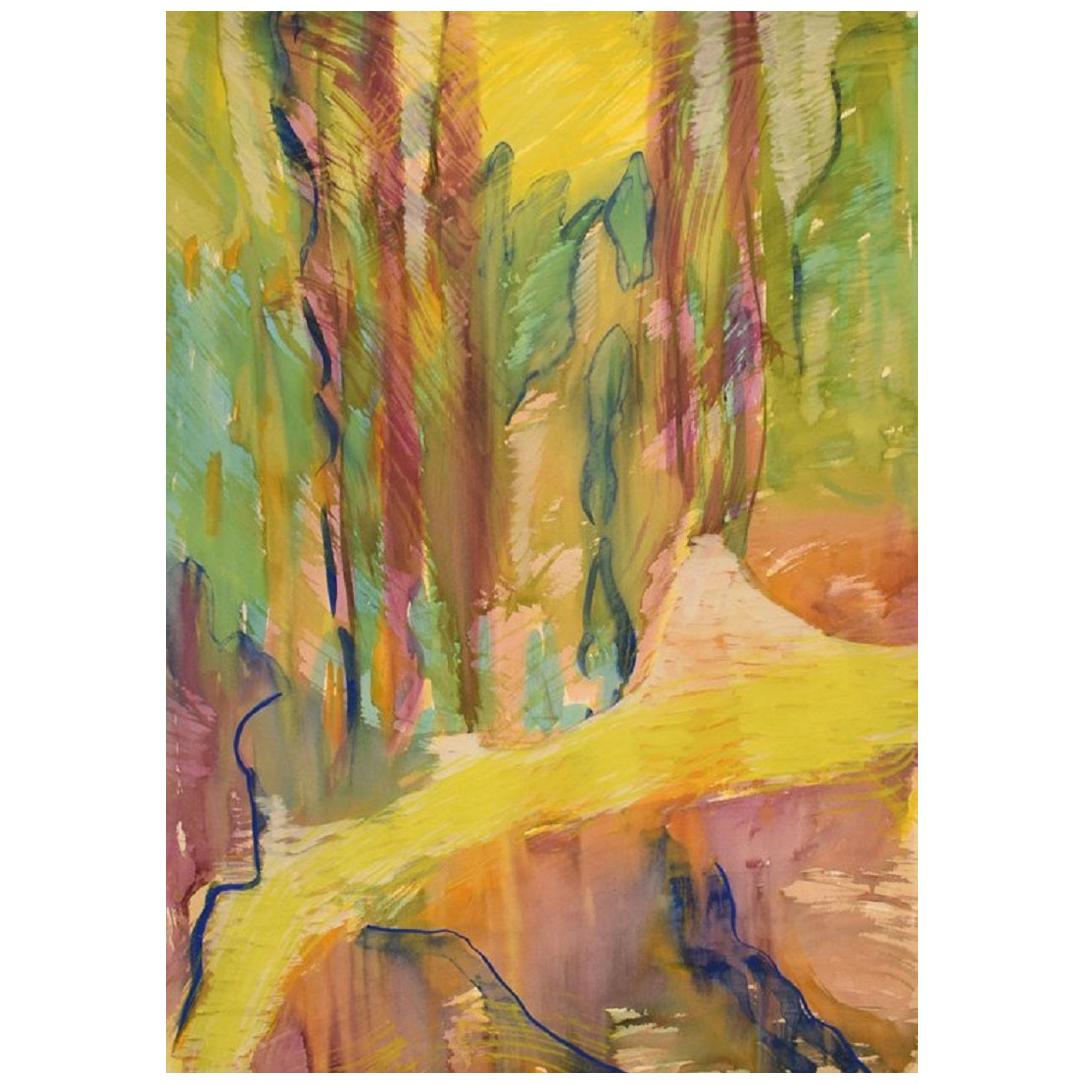Ivy Lysdal, Guazzo su cartone, Pittura astratta modernista, fine XX secolo