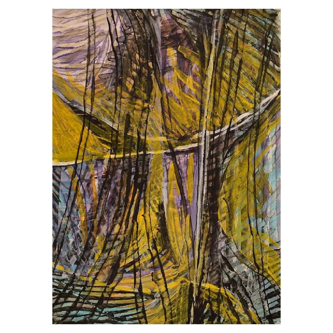 Ivy Lysdal, Gouache on Cardboard, Abstract Modernist Painting, Late 20th Century