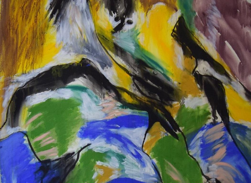 Ivy Lysdal, Técnica mixta sobre cartón, Gran pintura modernista abstracta Moderno en venta
