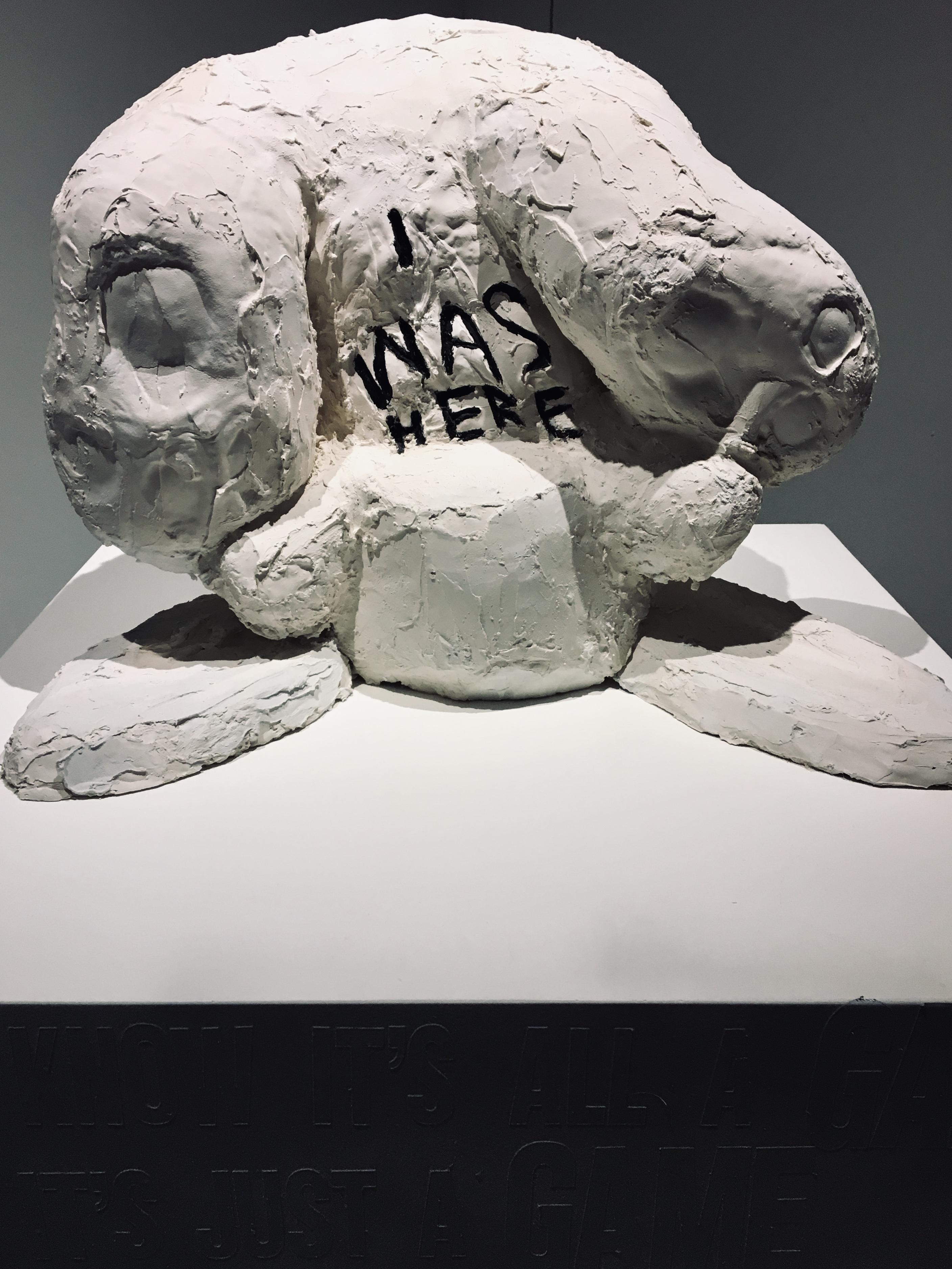 Minimal Sculpture of Rabbit with message: 'I Was Here